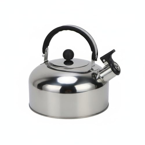 Hzoibyze Hervidor de Agua Tetera Acero Inoxidable Estufa Compatible con Gas Inducción Eléctrico Mango Termoaislante Mecanismo de Adecuado para Casa Exterior Picnic, Plateado, Color Natural