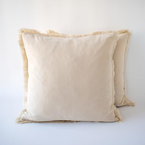 HOPLEE Neutral Cream Pillow Covers Boho Pillow Covers 18x18 Set o...