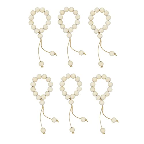 VENOAL , Holzperlen, – natürliche, rustikale Holzserviettenhalter, handgefertigte Holzperlen, Serviettenring, 6 Stück