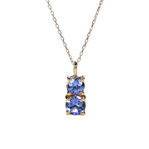 ネックレス K18YG イエローゴールド 大粒 タンザナイト 1.5ct ラウンド ダブルサークル ペンダント[f206-k18yg] [株式会社オーダーメイドジュエリーメイ 山梨県 韮崎市 20743763]