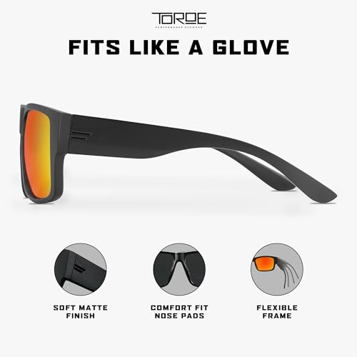 Image of TOROE Z87+ Polarized Safety Sunglasses Matte Black TR90 Frame, ANSI Rated Lens
