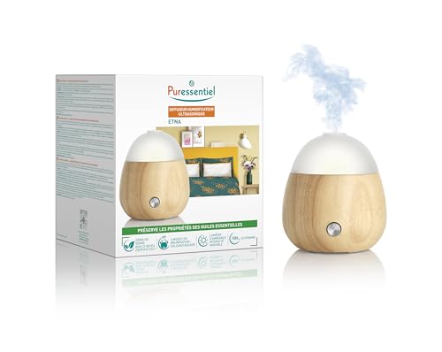 Puressentiel – Diffuseur d’huiles essentielles humidificateur ETNA - Diffusion par ultrasons – 2 Effets de Brume - Lumière d'ambiance - jusqu'à 10h de...