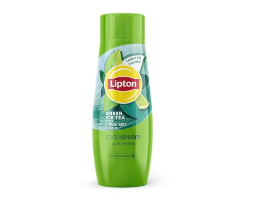 SodaStream Concentrado Lipton Green Ice Tea Sabor Limón Verde Menta para Máquina de Agua Espumoso y Soda | Prepare hasta 9 Litros de Lipton en Segundos, Sabor Original, 440ml