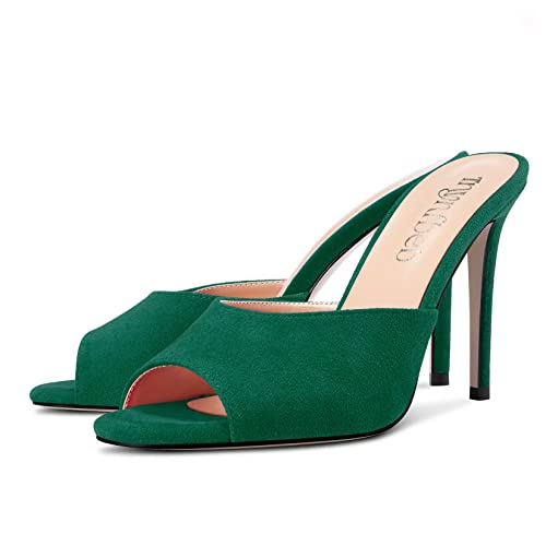 Image of TNYNFBEB Women Stiletto High Heel Peep Open Toe Sandals Slingback Slip-on Wedding Office Cute Basic Classic 3.9 Inches Heels