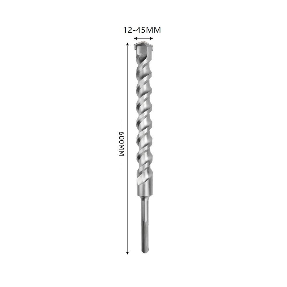 Wiertło udarowe SDS MAX o długości 600 mm, średnica 12-45 mm, końcówka z węglika wolframu, do muru, betonu i cegły(45mm)