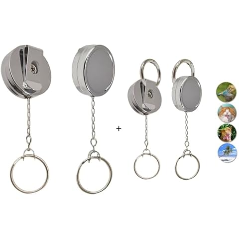 WENSUNNIE 2Pack Badge Holder Retractable Clip Keychain Key Ring Cover