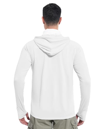 Image of isnowood Sun Shirt UPF 50+ Men's Fishing Long Sleeve UV Protection Hoodie Hiking Rash Guard Swimming Running