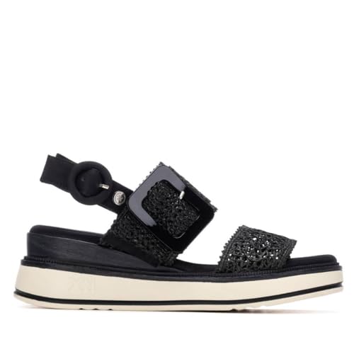 XTI - Sandalia Mujer Negro - Calzado Cómodo y Versátil - Moda casual - Modelo 14524103 (Talla 37)
