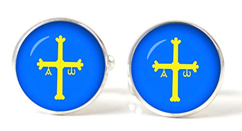 Gemelolandia | Gemelos Magglass Bandera de Asturias Cruz de la Victoria Gemelos Originales Para Camisas | Para Hombres y Niños | Regalos Para Bodas, Comuniones, Bautizos y Otros Eventos