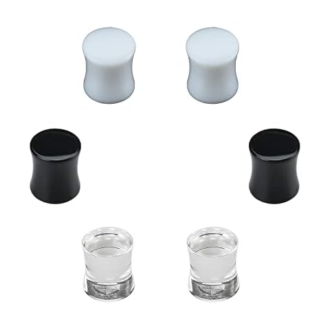 B BodyPJ Sparkles 3Pair-Mix Color Acrylic Ear Plug Expanders UV Ear Gauges Piercing Jewelry, Acrylic Cover