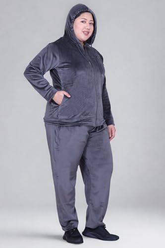Image of CUPID Regular Fit Velvet Track Suit for Woman, Winter Wear Velvet Night Suit Set with Pockets for Sports, Night, Jogging, Daily Gym Wear L to 5XL