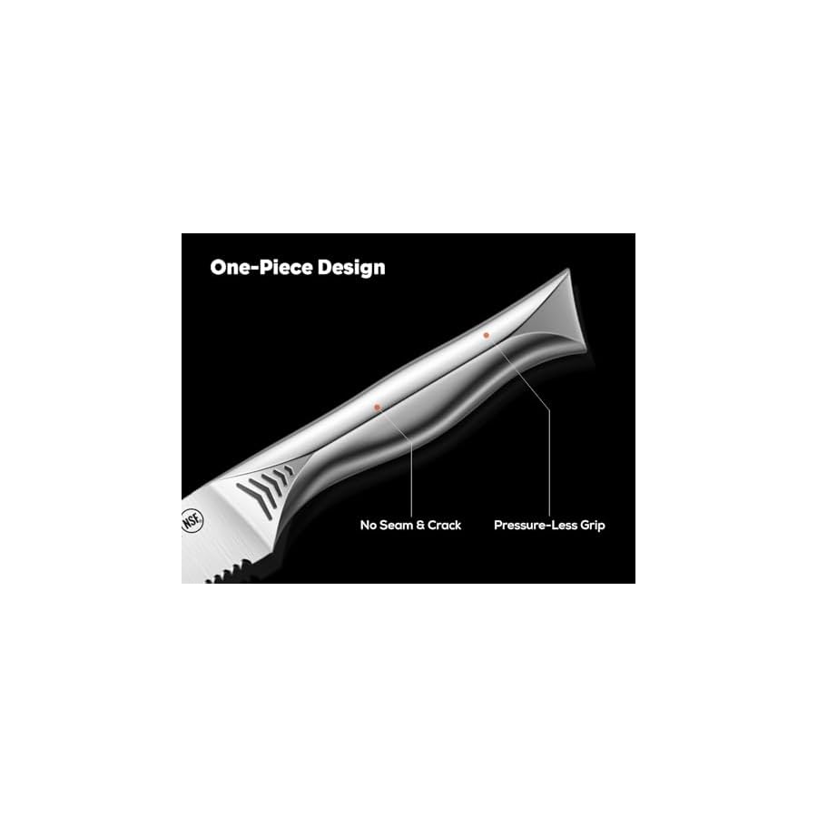 BRODARK Steak Knives Set of 8, 4.5 Inch Serrated Steak Knives, High Carbon Stainless Steel Kitchen Steak Knife Set, Never Need Sharpening, NSF Certified, Shark Series