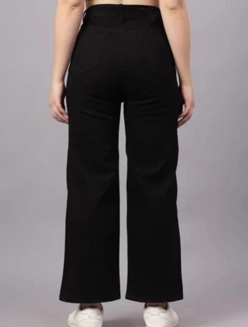 Image of Classic Straight Fit Jeans for Women and Girls Comfortable Button Closure Daily Use