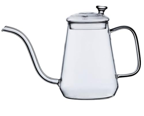 Qfmr 珈琲ポット ドリップケトル ガラス製 おしゃれ キッチン コーヒーポット 細口 透明 耐熱ガラス ドリップポット カフェ器具 やかん人気 (600ml)