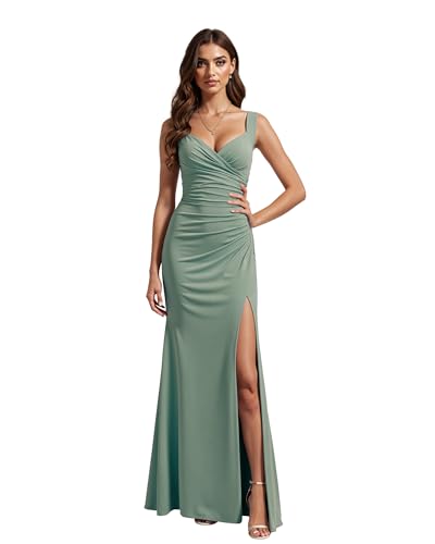 JIIL Abendkleid Damen Lang Elegant,Abendkleid Lang Damen Chiffon Sexy Rückenfreies Multiway Bandage Wickelkleid Festlich V-Ausschnitt...