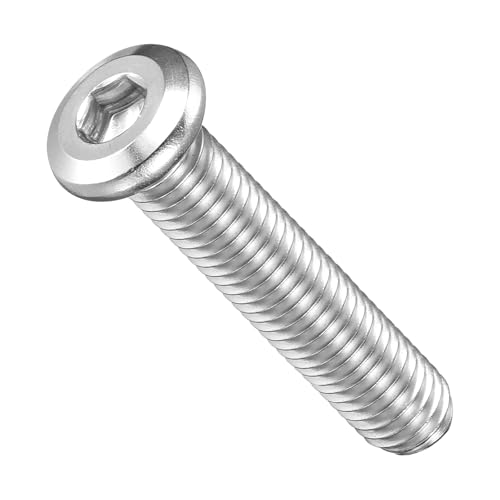 Image of METALLIXITY Flat Head Hex Socket Cap Screws Bolts(M8-1.25x40) 10Pcs, 304 Stainless Steel Hex Socket Furniture Bolts Screws - for Furniture Woodworking Project, Silver Tone