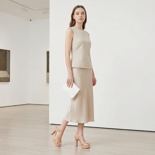 Image of Platform High Heels for Women Strappy Chunky Heels Sandals for Women Open Toe Block Heeled Sandals with Ankle Strap Summer Dress Shoes