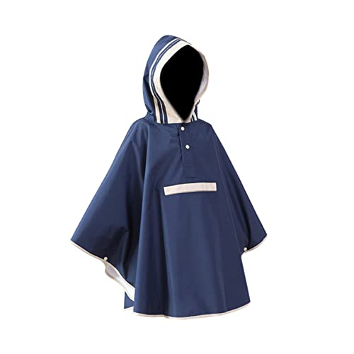 WOFASHPURET Waterproof Boys and Girls Raincoat Poncho Stylish Hooded Cape Rainwear for Boys/girls Navy Blue Size l