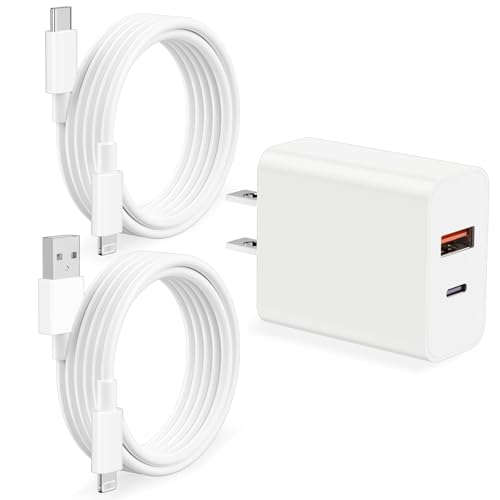[Apple MFi Certified] iPhone Dual Port Fast Charger Block for iPhone 14/13/12/11 Pro...