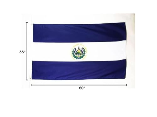 Image of AZ FLAG - El Salvador Flag - 3x5 Ft - 100D Polyester Salavadorian Banner with Two Metal Grommets - Fade Resistant - Vivid Colors - 3' x 5' Feet - 150x90 Cm