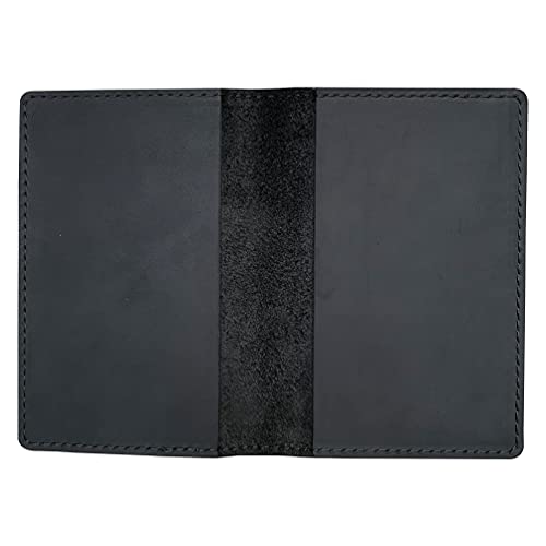 Image of Fan&Ran Genuine Leather Journal Cover For Field Notes Notebooks, Moleskine Cahier Journal Pocket 3.5 X 5.5 Inches, Black