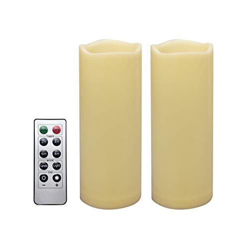 Image of iZAN 2 PCS Outdoor Flameless LED Pillar Candle with Remote & Timer - Long Lasting Waterproof Flickering Battery Operated Electric Candle for Christmas Lantern Party Wedding Decoration 3 inchx8 inch