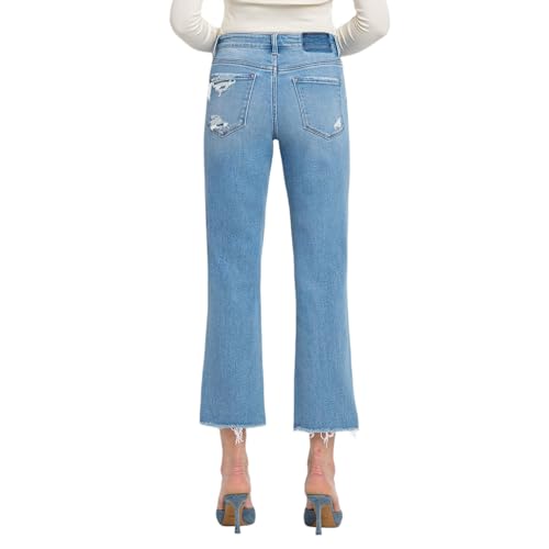 Flying Monkey High Rise Crop Regular Straight Jeans Light Blue2