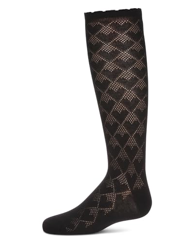 MeMoi Girls' Open Work Heart Knee High Socks