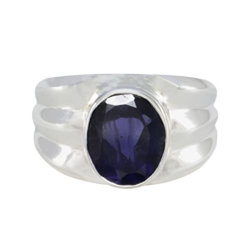 Bague en argent sterling 925 avec pierre ovale de qualité