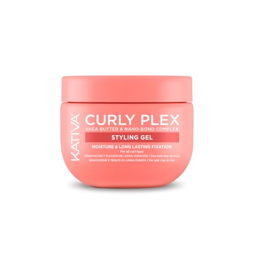 Kativa Curly Plex Styling Gel 300 ml | Todo Tipo de Rizos | Alta Definición y Styling | Cabello Suave | Con Nano-Bond Complex, Shea Butther y Semillas de Lino.