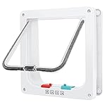 Cat Door, Safety Pet Door with 4 Way Lock, Weatherproof & Easy Installation Cat Flap Door for Interior Exterior Door, Window, Wall(Medium, 15.2cm x 14.5cm Flap)