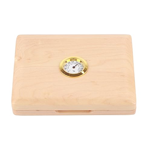 TANIQIACA Solid Wood Saxophone Clarinet Case, 5?s Holding Box with Magnet Switch, Rubber Band Design to Prevent Loosening, Plush Interior for Protection, Includes Hygrometer (Nature Wood Color)