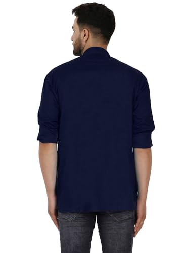 Image of AMAZON BRAND - ANARVA Men's Pure Cotton Solid Kurta Long Sleeves Band Collar Casual Shirt