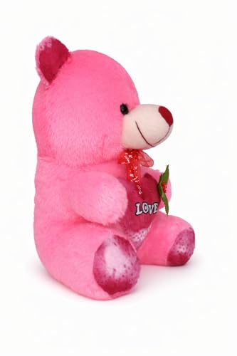 Image of Pink Teddy Bear with Heart - 20 cm Soft Plush Stuffed Toy for Kids, Girls & Babies | Cute Love Teddy Gift for Birthday, Valentine, Anniversary & Special Occasions