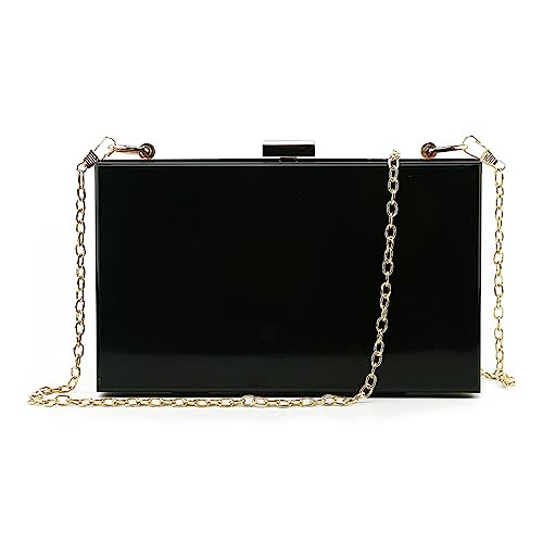 LAKSMI Clear Acrylic Clutch Bag for Women Small Clear Crossbody Fashion Purse Shoulder Handbag with Removable Chain Strap, Black