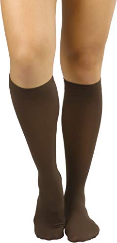 Image of ToBeInStyle Women's Opaque Knee High Nylon Fashion Socks Solid & w /Front Satin Bow