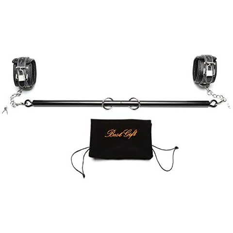 EXREIZST Expandable Black Spreader Bar Set Thighs and Hands Adjustable Black 2 Straps Set Yoga Training for Unisex Cover