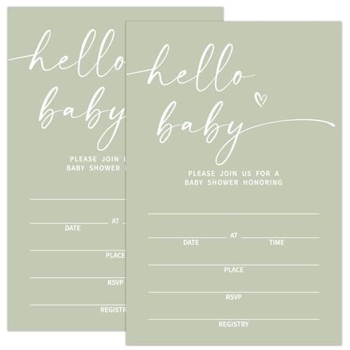 Tbaogusu Hello Baby Baby Shower Invites, Baby Shower Invitations Gender Neutral, 25 Cards With 25...