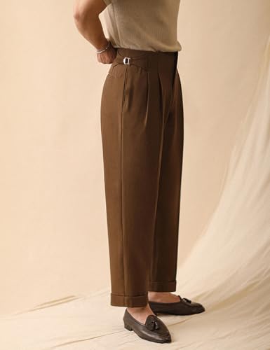 Men‘s Dress Pants Classic Gurkha Pants Slim Fit Casual Pleated Lightweight Trousers2