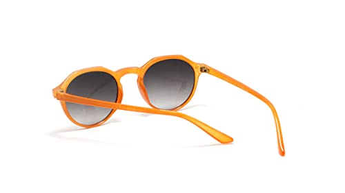 Óculos De Sol Retro Redondo Unissex Com Lentes Com Proteção Uv-400 Cor: Marrom - Laranja