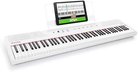 Alesis Recital White - 88 Key Digital Piano Keyboard with Semi-We...