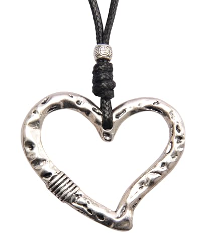 Joymiao Leather Necklace For Women Handmade Boho Pendant Necklace Heart Wrap Choker Necklace Long Bohemian Necklace Black String Necklace With Pendant thumb #7