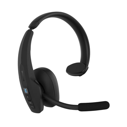 BlueParrott Pro B450 Mono Bluetooth Wireless Headphone 98% Noise Cancellation Over Head Trucker Headset with Mic and ANC, Adjustable Premium Headband, Voice Control, 45 Hours of Battery, Black
