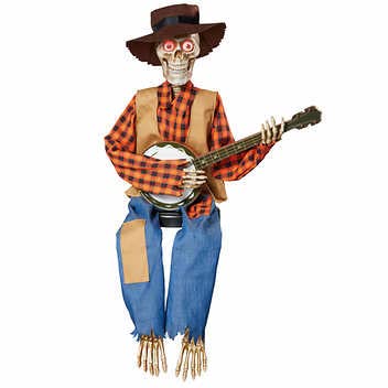 Animated Motion/Sound Activated Musical Multi-Lingual Banjo Skeletons Duo Halloween Fall Indoor Decor #TOP3