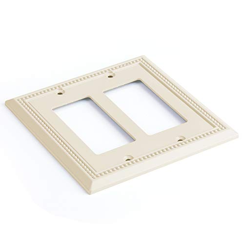 Image of Henne Bery Sunken Pearls Heavy Duty Decorative Wall Plate Switch Plate Outlet Cover, Durable Solid Zinc Alloy (Double Decorator, Light Almond)