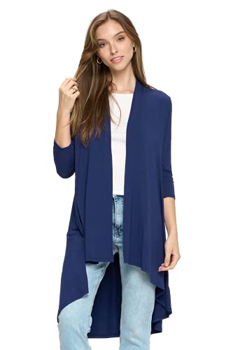 Image of Women's 3 /4 Sleeve Soft Open Front Casual Flowy Long Viscose Made from Bamboo Cardigan