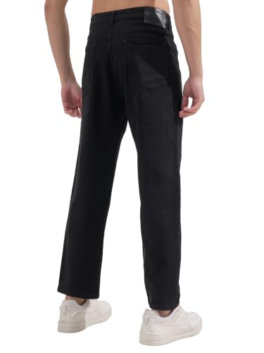 Image of Highlander Men Men's Premium Loose Straight Fit Mid-Rise Cotton Lycra Jeans - Button Closure, Machine Washable, Comfortable All-Day Wear for Casual & Semi-Formal Occasions