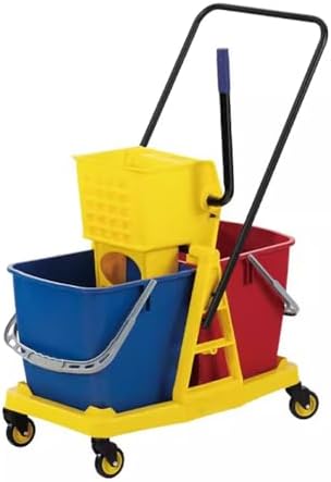Commercial Mop Bucket with Double Wringer, 34L Capacity, Movable Universal Wheels for Easy Cleaning, Heavy-Duty Professional Floor Care Tool