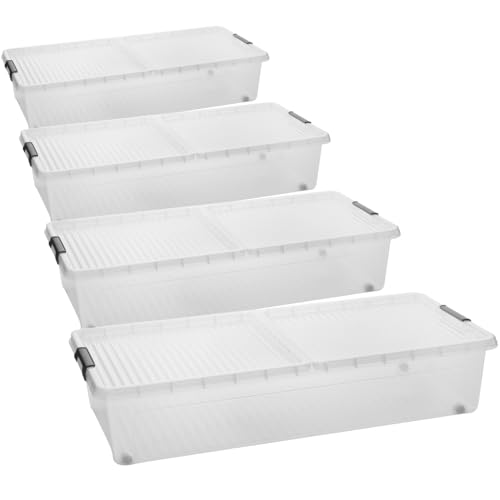 SUSTANIA Unterbettkommode 4er Set, Aufbewahrungsbox, 91x41x15 cm,...