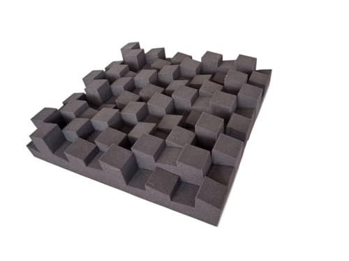 Pannello Acustico Fonoassorbente, 50x50cm, Diffusore QRD 2D, 10cm Spessore. Per Pareti e soffitto. Inclusi Ganci di installazione. Non spedito sottovuoto.